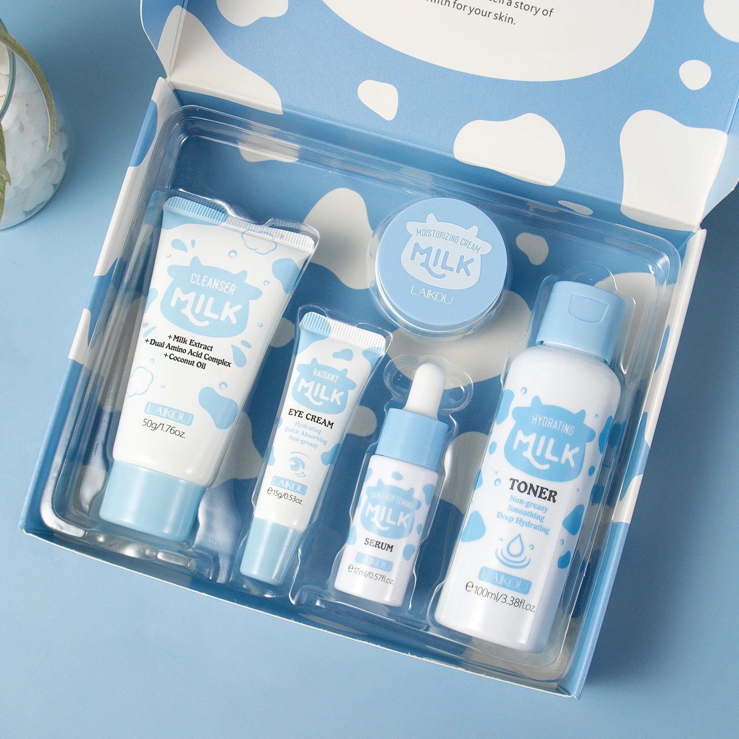 LAIKOU Milk Glowing Skincare Set Hydration Brightening Anti Age