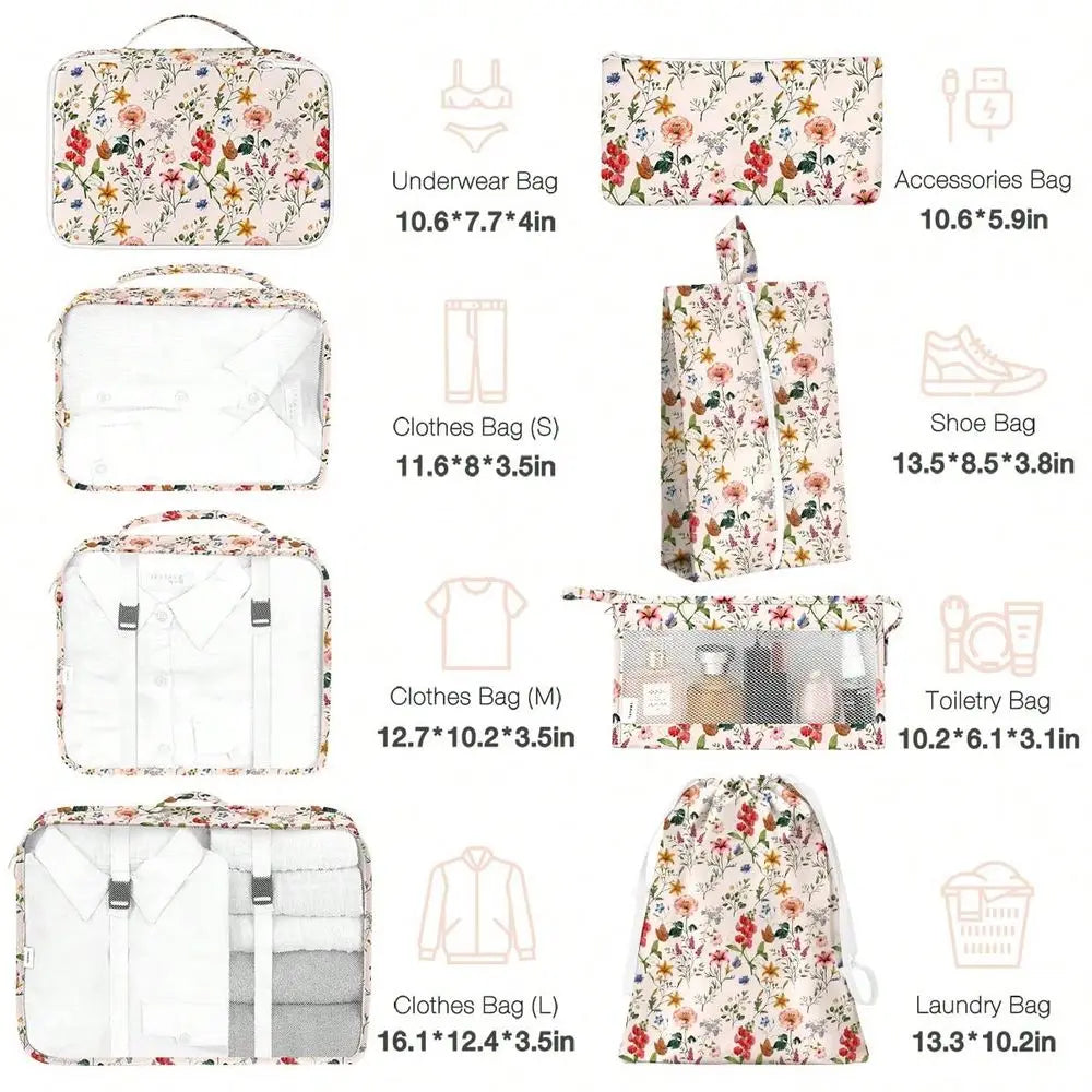 Travel Packing Cubes Set Luggage Organizers Nonwoven