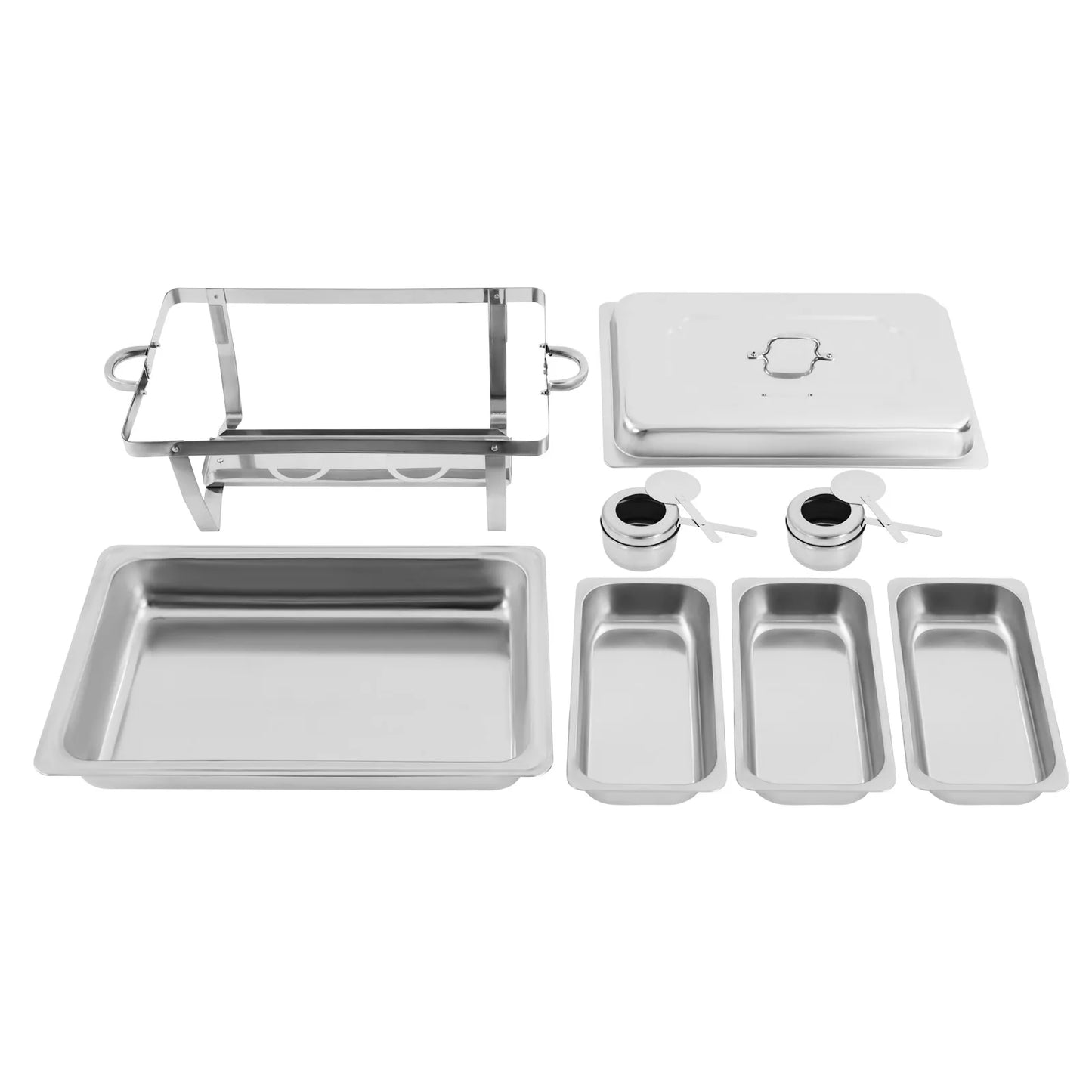 Stainless Steel Chafing Dish Buffet Set Rectangular Catering Chafer Warmer Buffet Dishes Warming for Restaurants, Buffets - Louie's Joint 