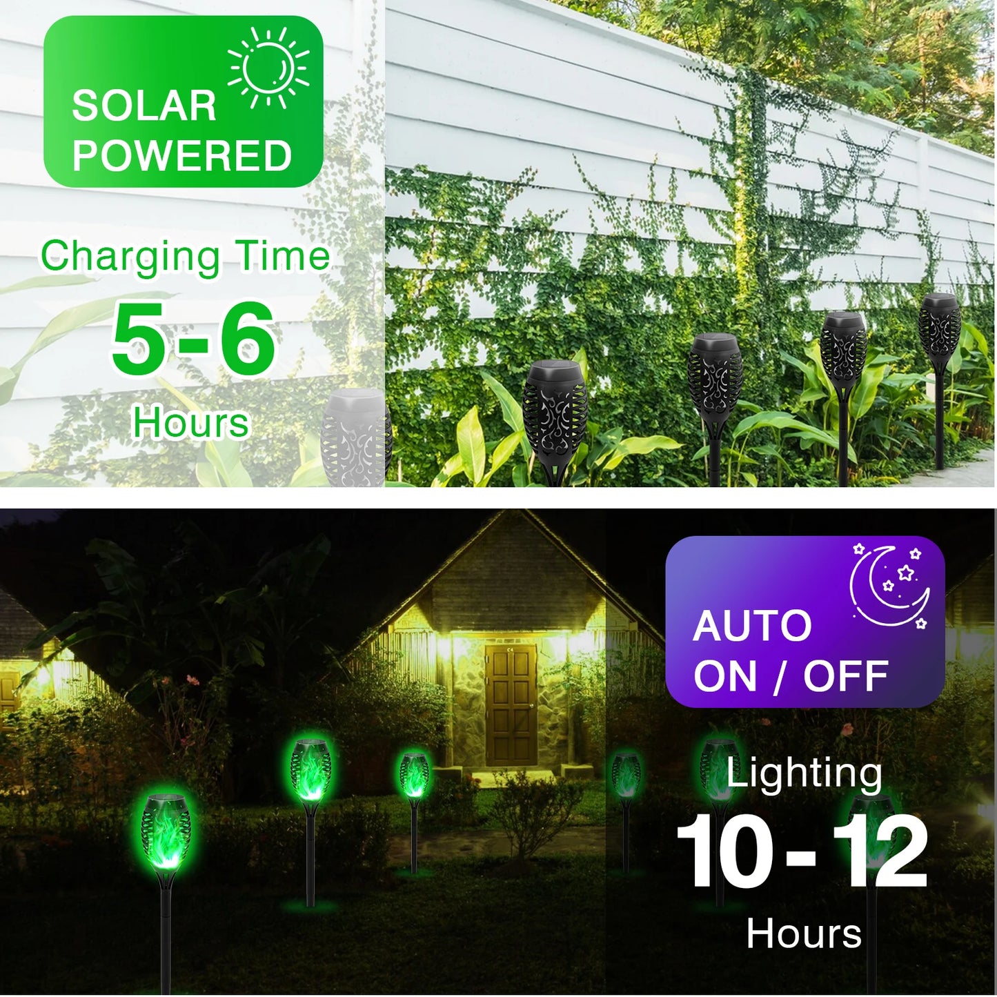 Solar Flame Torch Lights LED Flickering Outdoor Decoration
