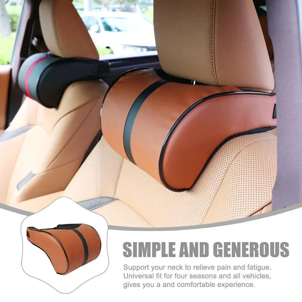 Adjustable Breathable Car Headrest Memory Cotton Car Cushion Leather Neck Pillow Car Waist Pad Automotive Decorative Products - Louie's Joint 
