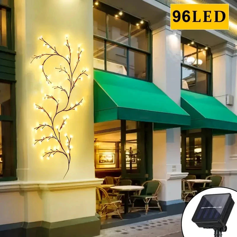 A-Convey Solar Willow Vine Light 72 96 LED 8 Modes Waterproof