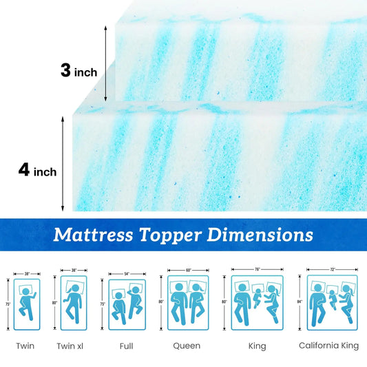 JHK Gel Memory Foam Mattress Topper Soft And Breathable Cooling