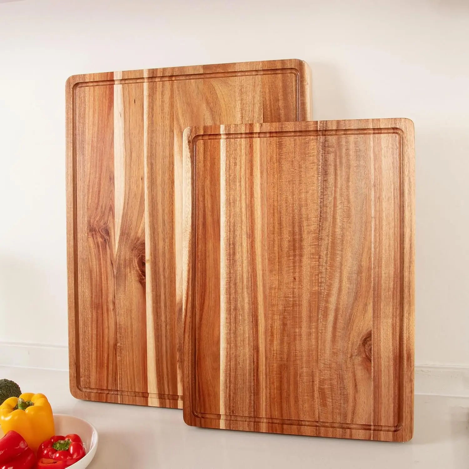 Extra Large Acacia Wood Cutting Board Thick Butcher Block Chopping Board with Side Handles for Meat Vegetables Fruit - Louie's Joint 
