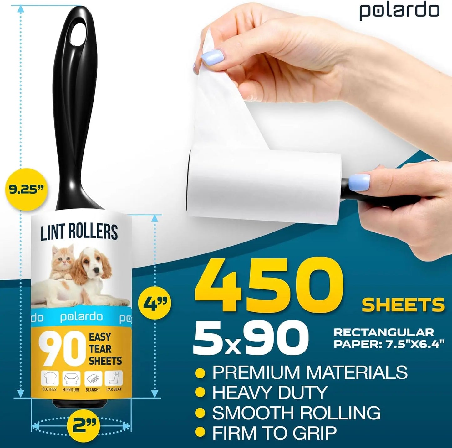 Pet Hair Lint Rollers 5 Large Sticky Rollers For Clothes