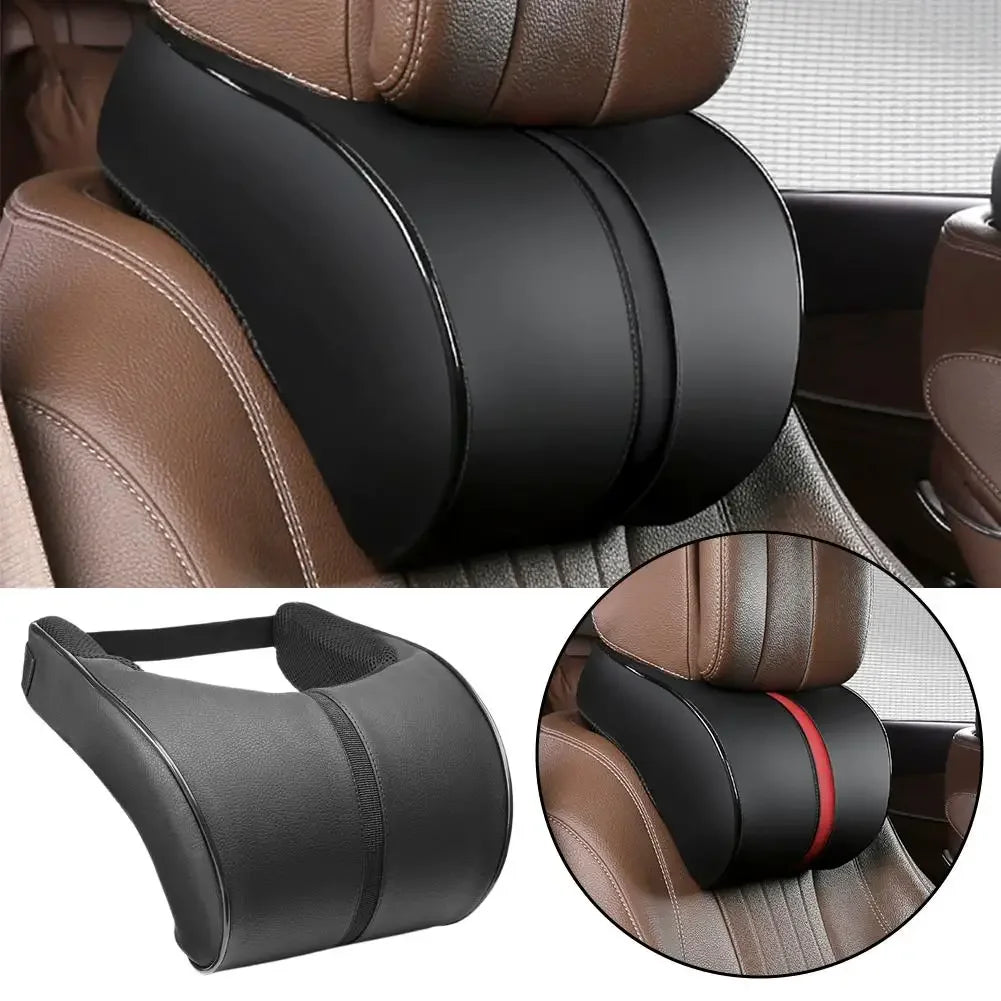 Adjustable Breathable Car Headrest Memory Cotton Car Cushion Leather Neck Pillow Car Waist Pad Automotive Decorative Products - Louie's Joint 