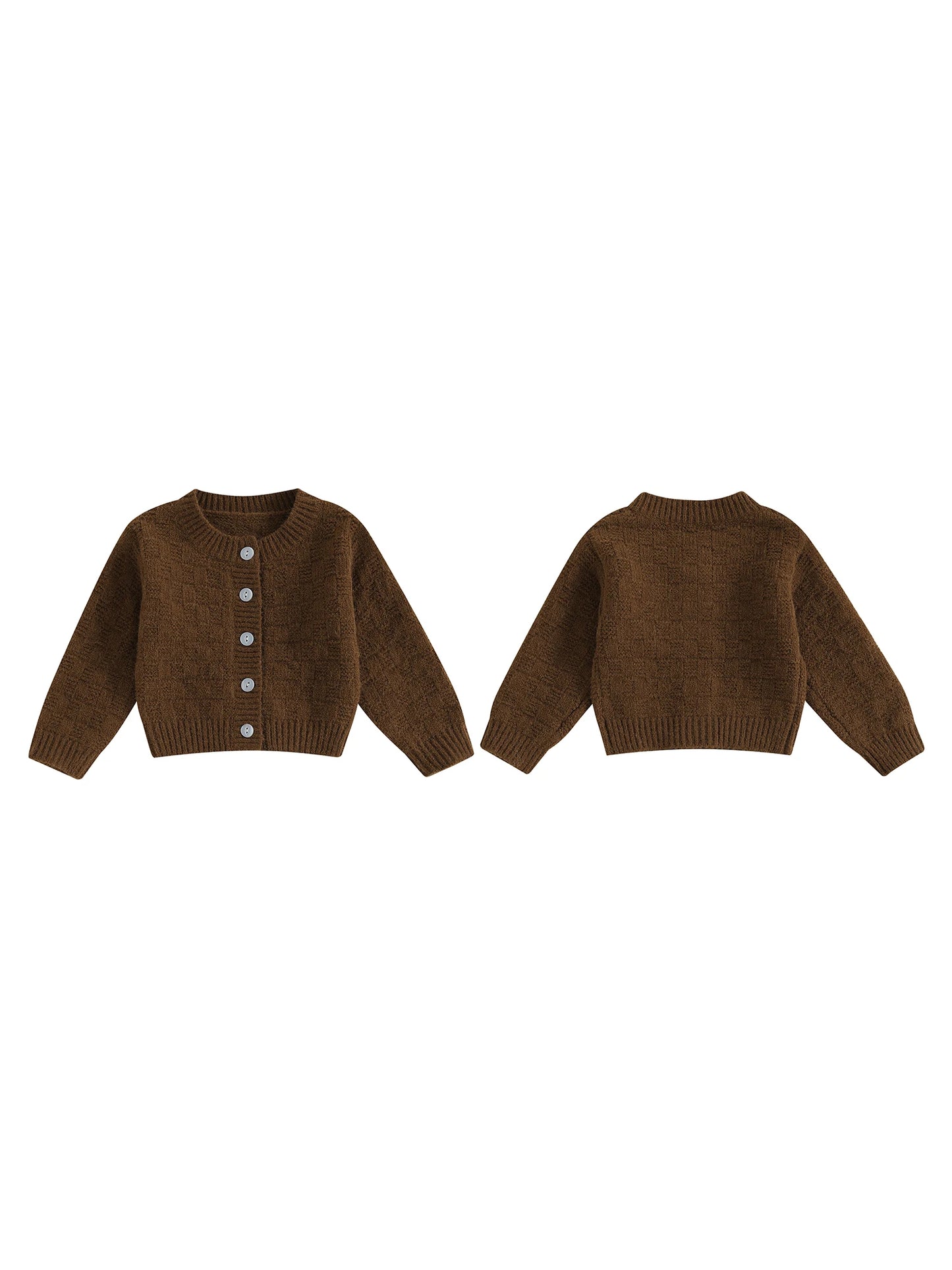 Unisex Kids Cable Knit Long Sleeve Cardigan For Autumn Winter