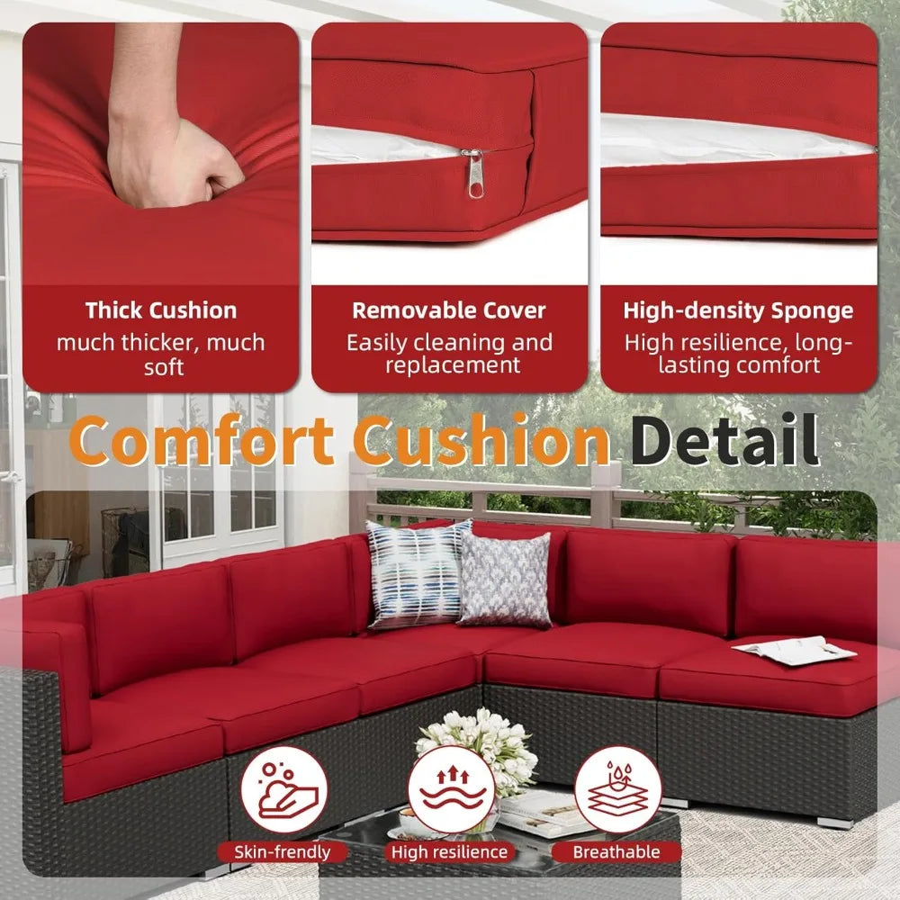 Outdoor Patio Sofa Set In Rattan Wicker With Glass Table
