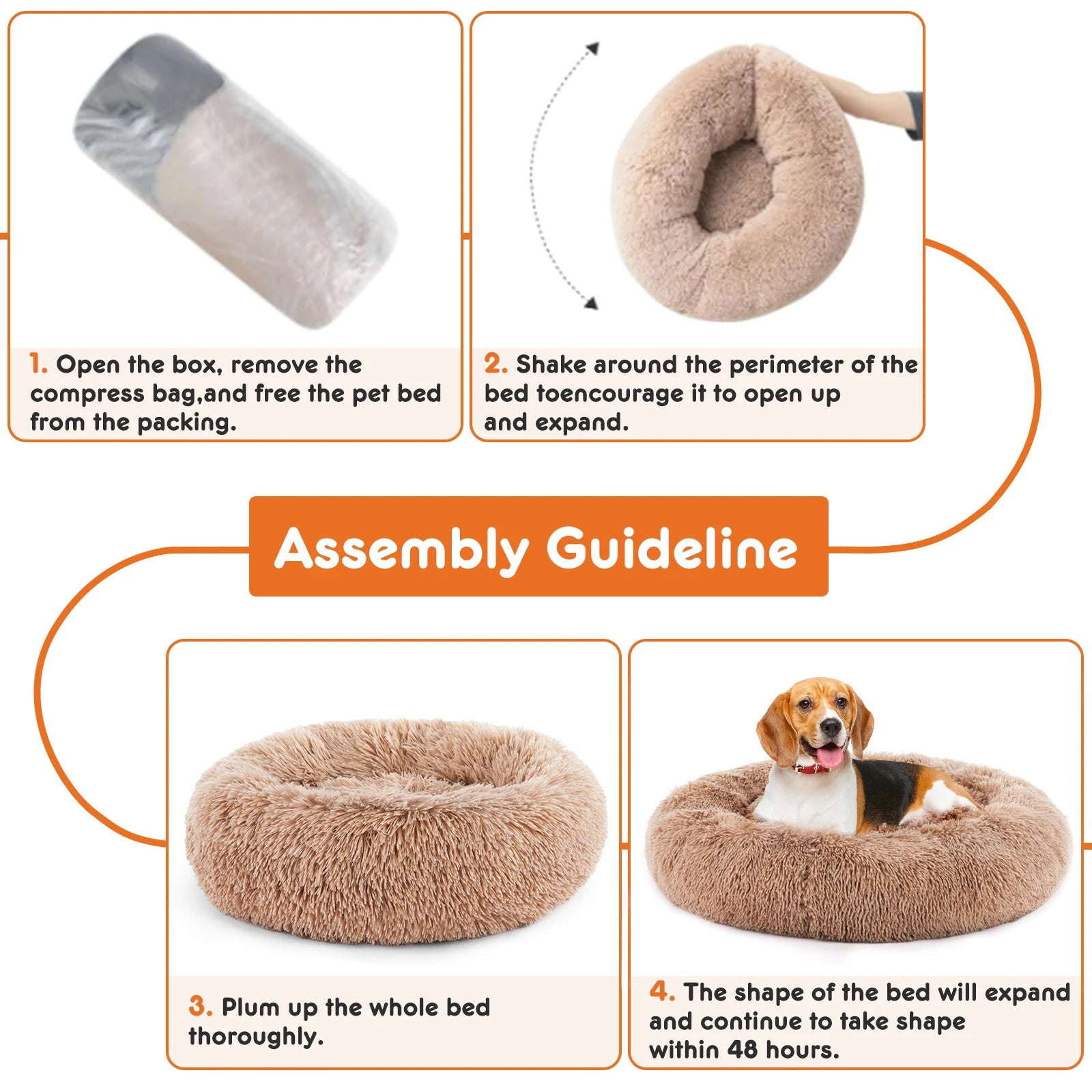 JHK Calming Dog Bed for Medium to Large Dogs Washable Large Pet Bed Anti-Slip Round Fluffy Plush Faux Fur Dog Bed - Louie's Joint 
