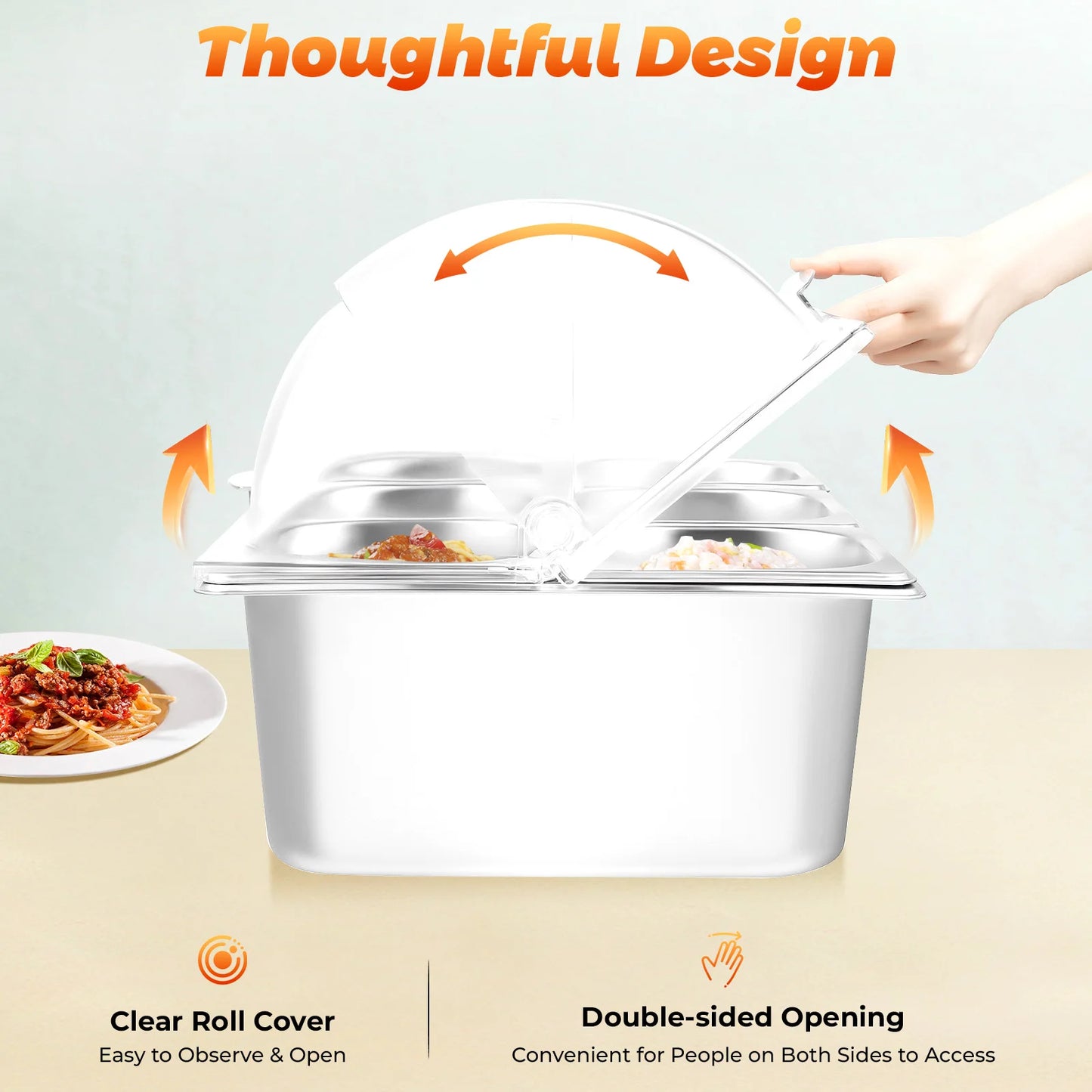 Bymaocar Countertop 6 Pan Condiment Dispenser Buffet Tray