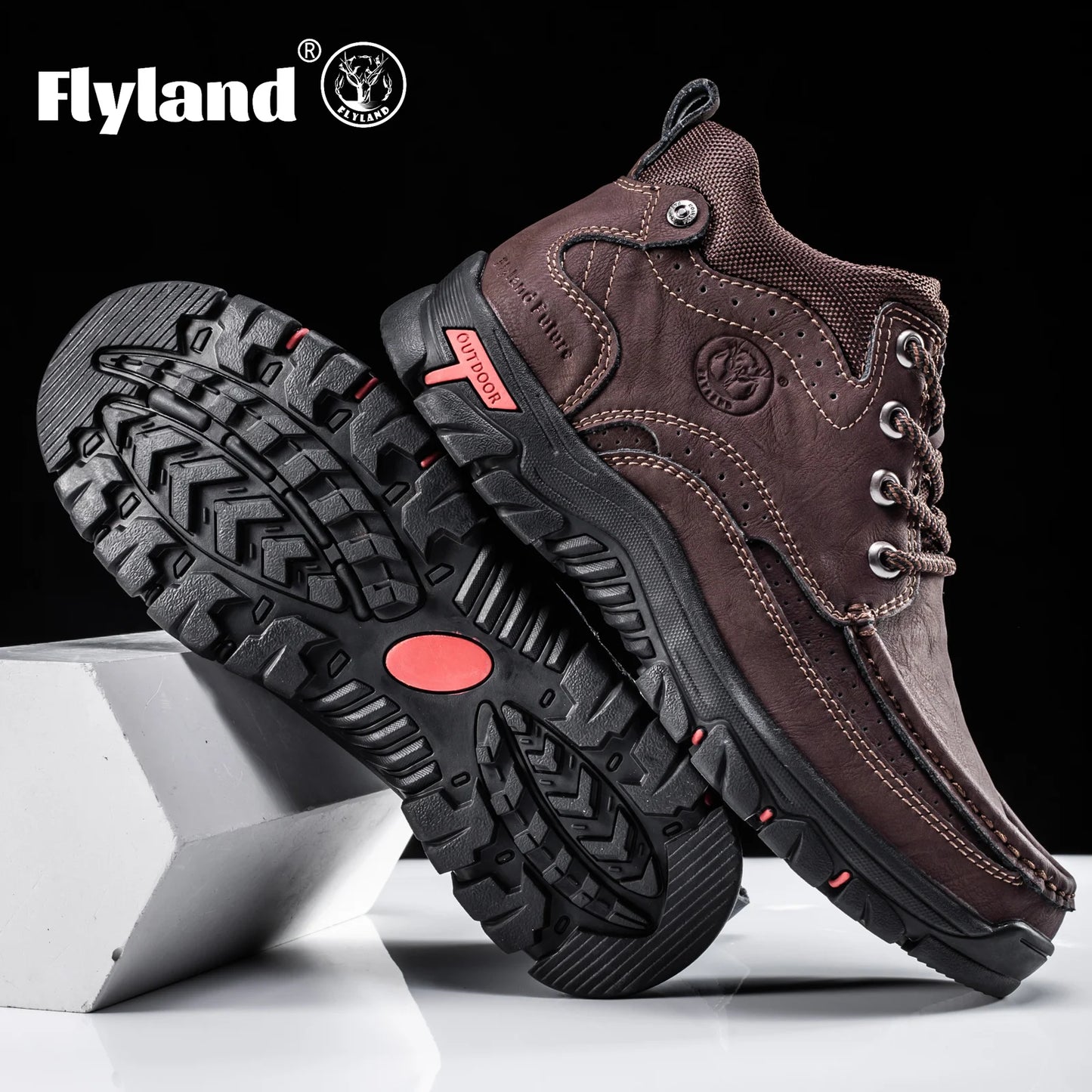 FLYLAND Men'S Fashion Vintage Classical Genuine Faux Leather Handmade Chukka Boots Daily Casual Work Office Shoes