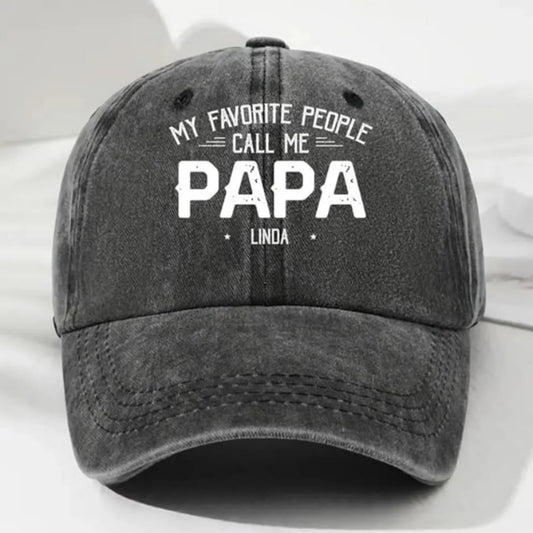 Personalized Vintage Washed Denim Cap for Grandpa, Dad – Custom Baseball Hat for Men, Father's Day Birthday Gift for Daddy, Papa - Louie's Joint 