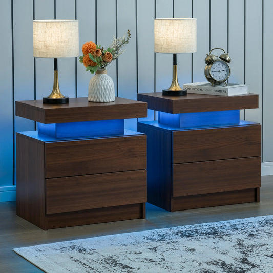 Cubehom Nightstand Set Of 2 With LED Drawers Bedside Tables - Louie's Joint 