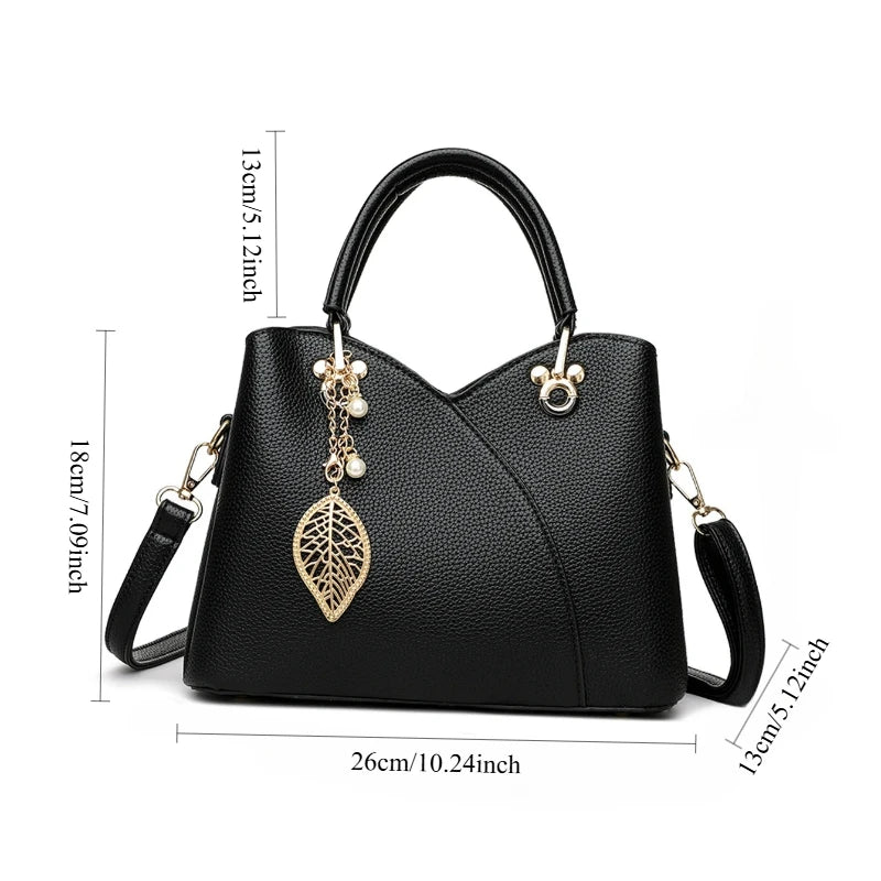 Lychee Pattern PU Leather Handbag For Women Daily Use