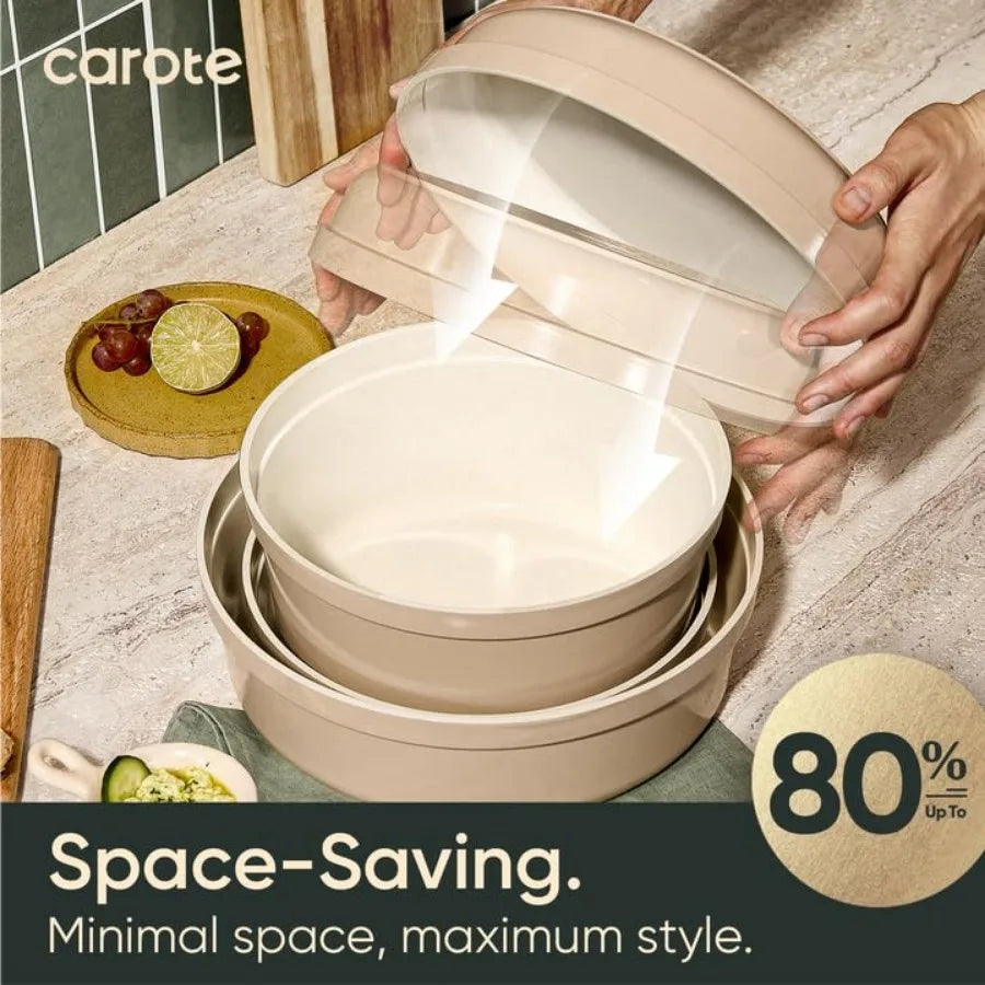 Ceramic Cookware Set 18 Pcs Nonstick With Detachable Handles