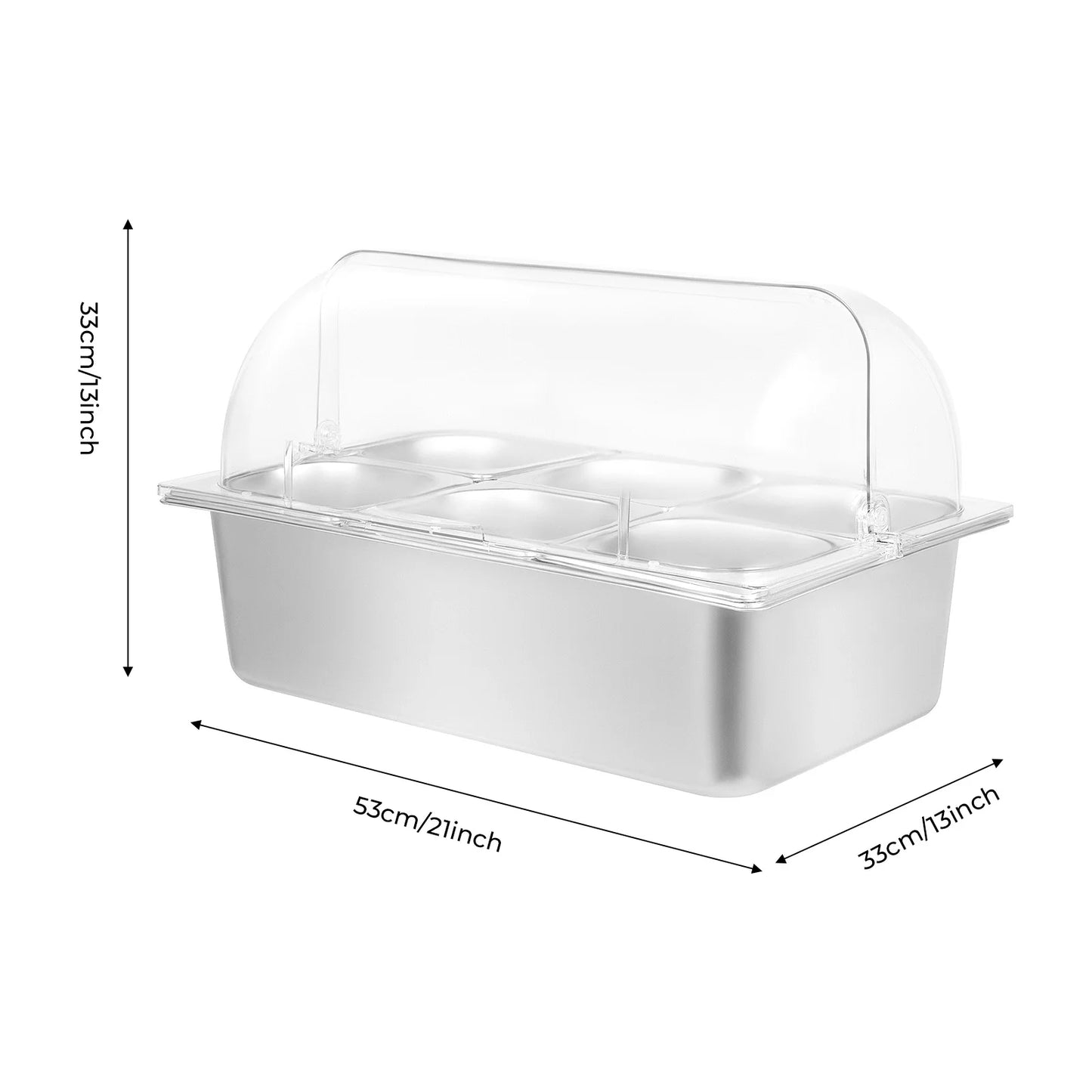 Bymaocar Countertop 6 Pan Condiment Dispenser Buffet Tray