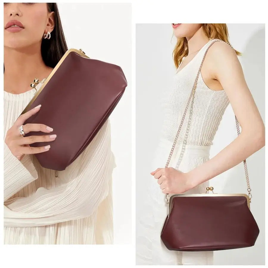 PU Crossbody Bag Clasp Messenger Tote Purse For Everyday Use