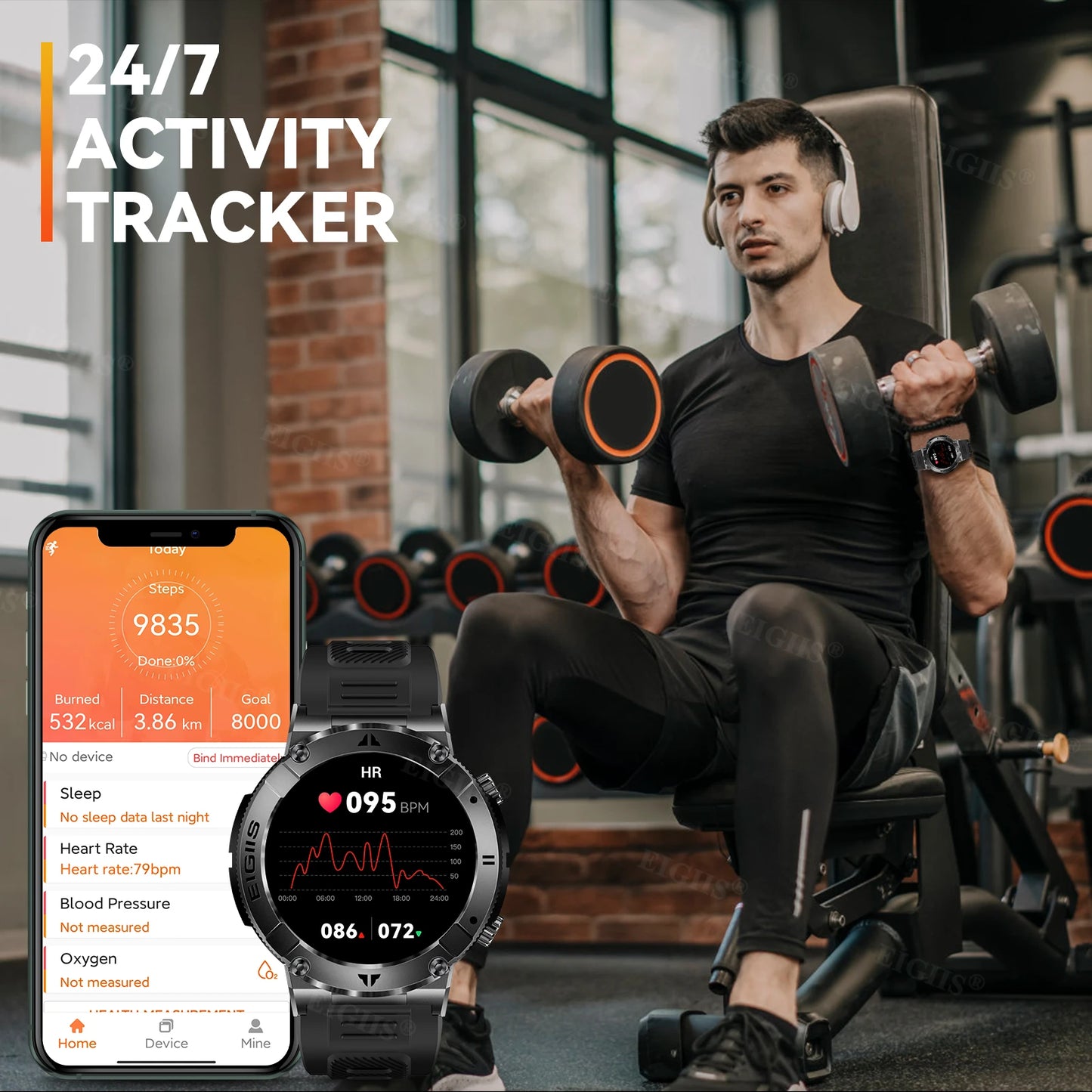 LaNikar Smartwatch Men TFT Display Bluetooth Call Blood Pressure Fitness