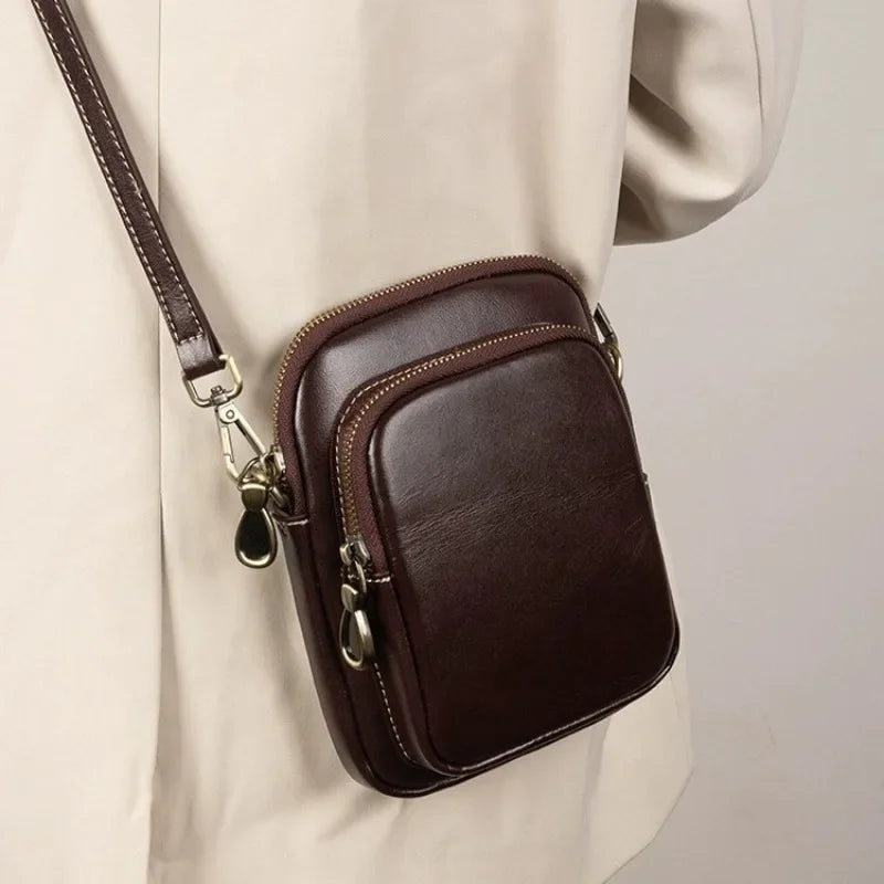 Genuine Leather Handbag For Women Crossbody Tote With Phone Pocket
