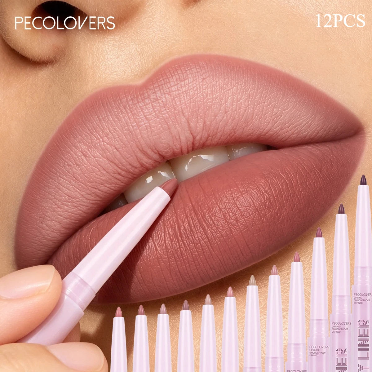 12PCS/SET Matte Lip Liner Set, Creamy Long-Wear Lip Pencil, 12 Rich Buildable Colors, Smooth Application, Ideal for Lipstick Base and Contouring, Travel-Friendly Lip Makeup Essentials