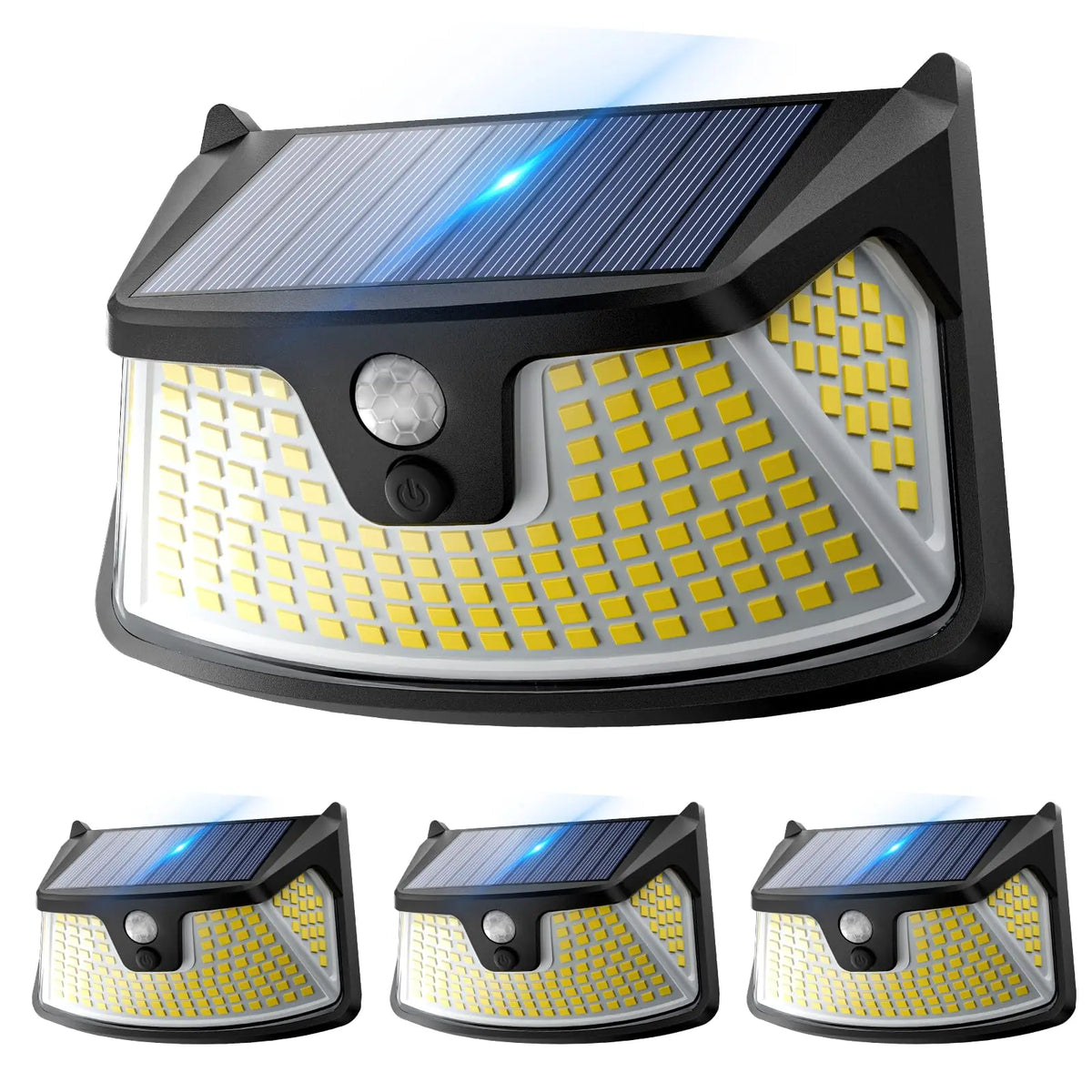 152LED Solar Motion Light Outdoor, 850LM Super Bright 3-Mode Motion Sensor Light, IP65 Waterproof, 270° Wide-Angle Security Light, Solar Powered Flood Lamp for Garden, Wall, Fence, and Garage (4 Pack)