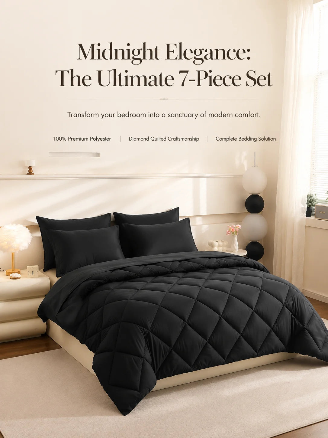 EasYum Seven Piece Bedding Set 100 Percent Polyester Comforter