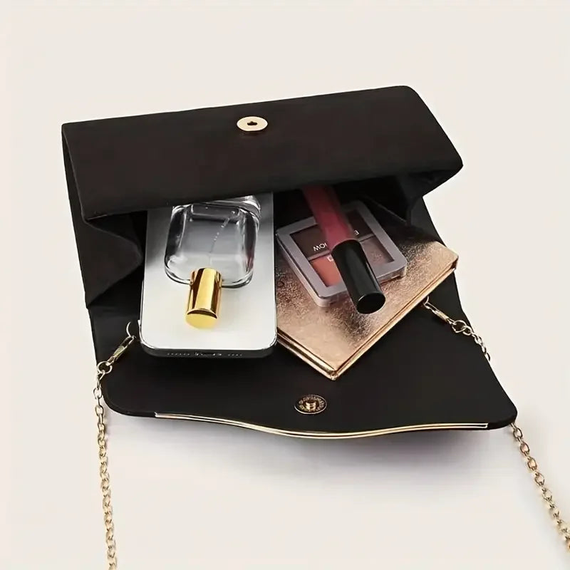Red Glitter Evening Clutch Bag for Women, Envelope Formal Party Purse with Metal Trim, Elegant Handbag for Wedding Prom Banquet Dinner Occasions