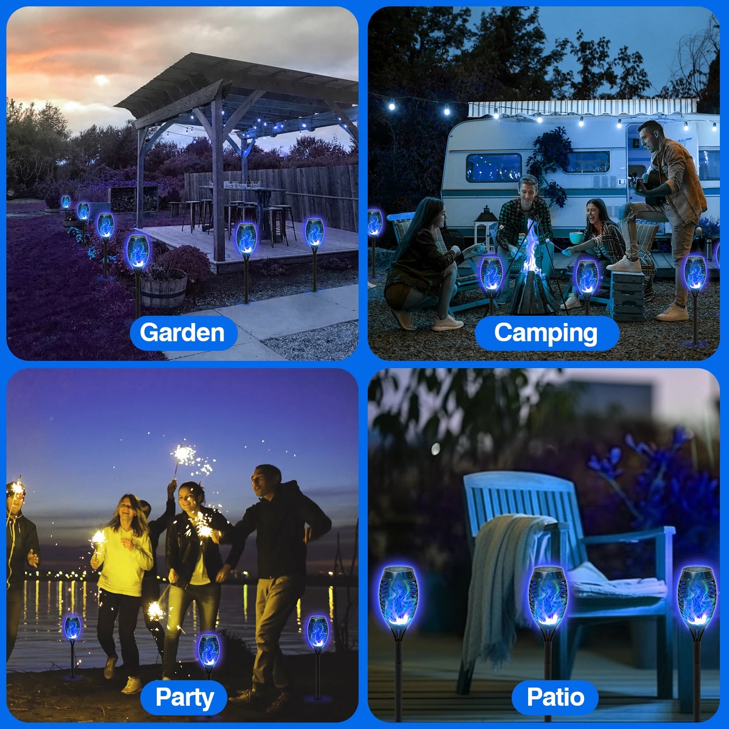 Solar Flame Torch Lights LED Flickering Outdoor Decoration