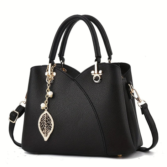 Lychee Pattern PU Leather Handbag For Women Daily Use