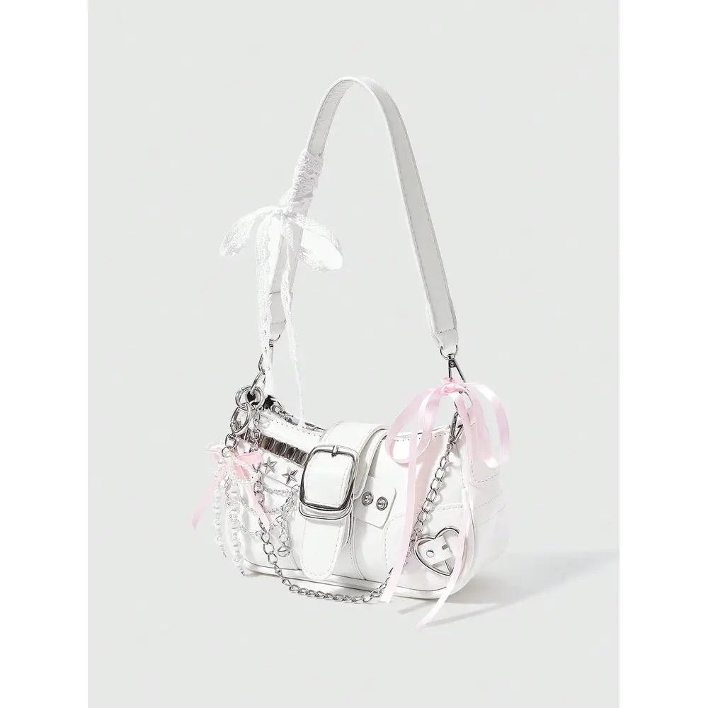 Kawaii Cute White Y2K Style Womens Shoulder Bag, Perfect For Street ,For Fancy Party, Best Gifts For Girls - Louie's Joint 