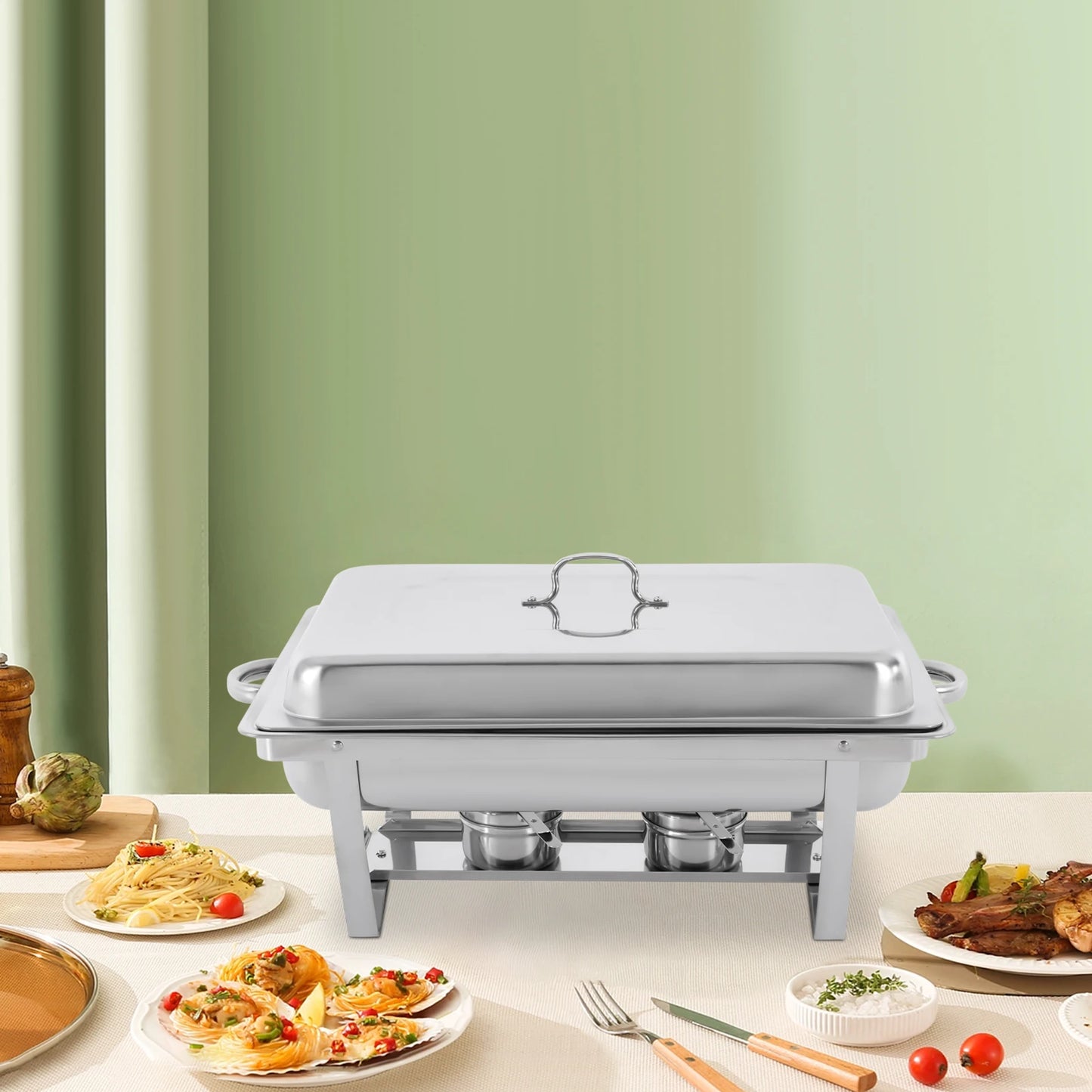 Stainless Steel Chafing Dish Buffet Set Rectangular Catering Chafer Warmer Buffet Dishes Warming for Restaurants, Buffets - Louie's Joint 