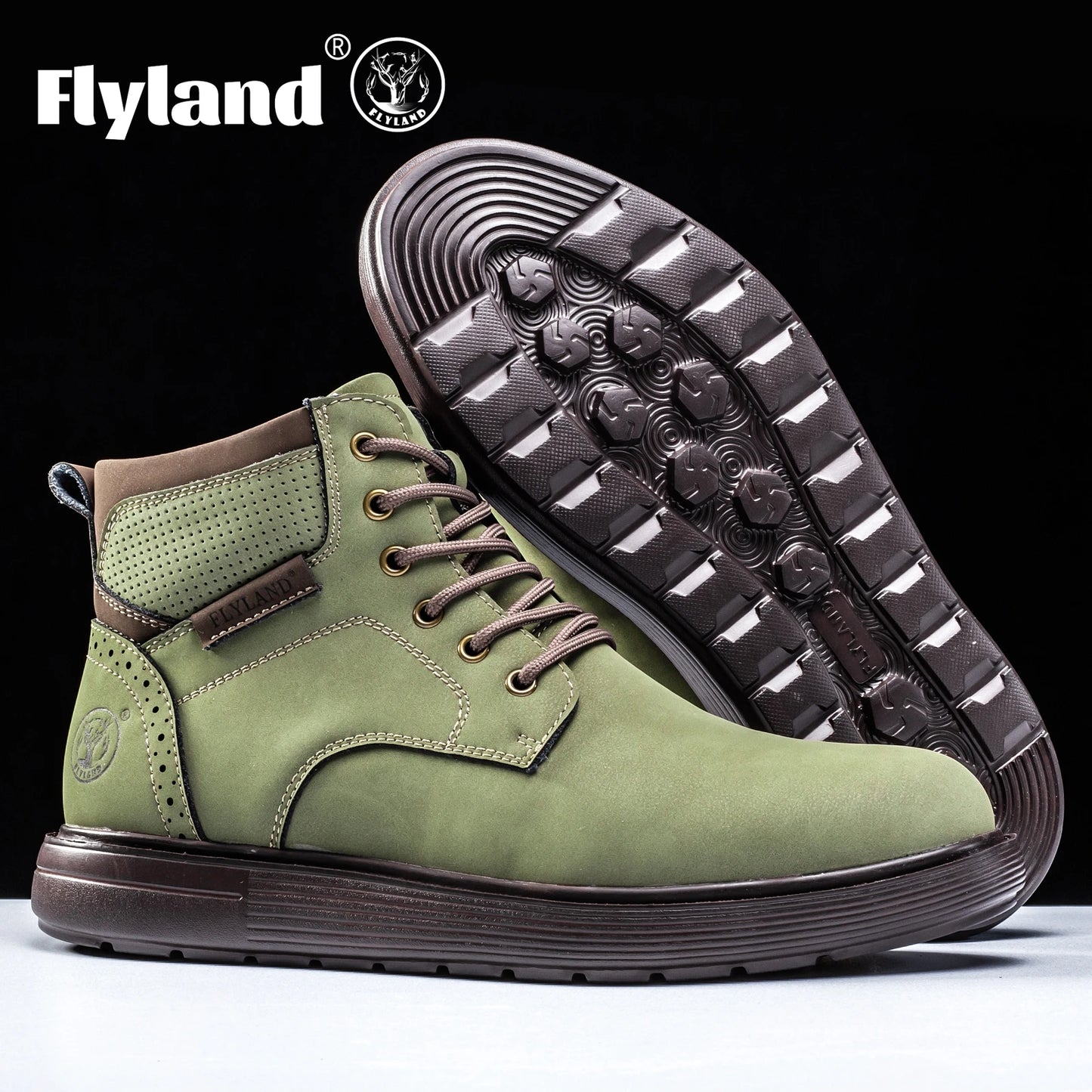 FLYLAND Men's Fashion Vintage Classical Genuine Leather Handmade Chukka Boots Daily Casual Work Office Shoes