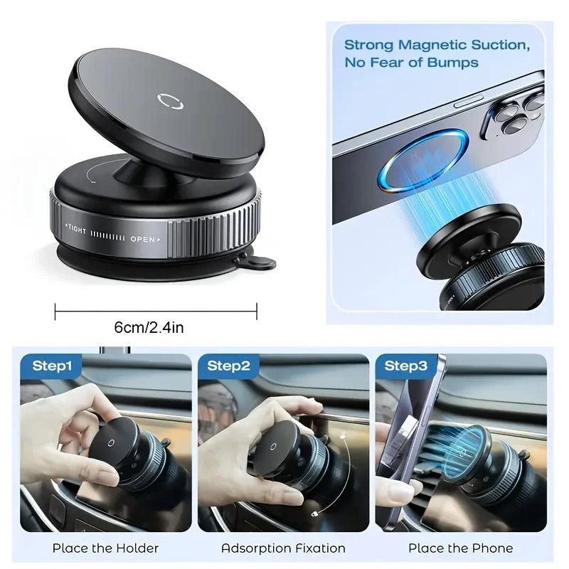 Upgraded 360 ° Adjustable Magnetic Phone Stand, Multi functional Navigation Car Device Installation Stand, Suitable for Cars/Gyms/Mirrors/Smooth Surface Non stick Suction Cup Phone Stand Compatible with All Smartphones