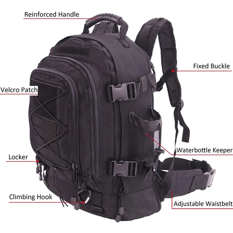 60L Military Tactical Backpack Army Molle Assault Rucksack Outdoor Travel Hiking Rucksacks Camping Hunting mochila hombre - Louie's Joint 