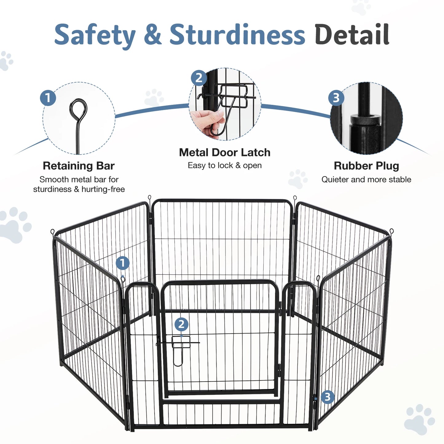 JHK 6 Panels Metal Dog Playpen Pet Fence 24 Inch to 40 Inch Foldable Large Dog Puppy Exercise for Yard Gate Camping Outdoor - Louie's Joint 