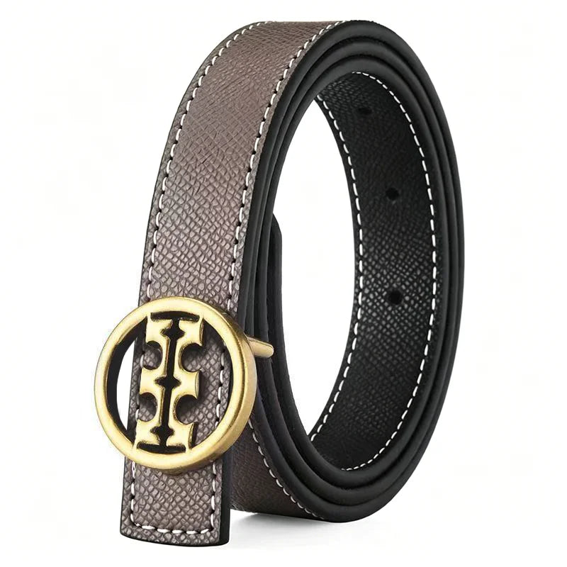 Women's Genuine Leather Slim Waist Belt, High-end Brand Belt, with Letter Fasteners, Suitable for Various Occasions and Fashionable Denim Skirt Dress As A Decorative Belt