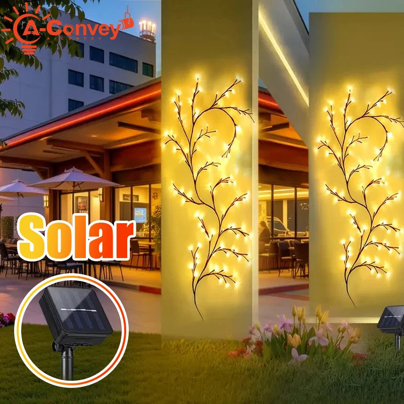 A-Convey Solar Willow Vine Light 72 96 LED 8 Modes Waterproof