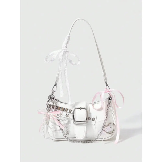 Kawaii Cute White Y2K Style Womens Shoulder Bag, Perfect For Street ,For Fancy Party, Best Gifts For Girls - Louie's Joint 