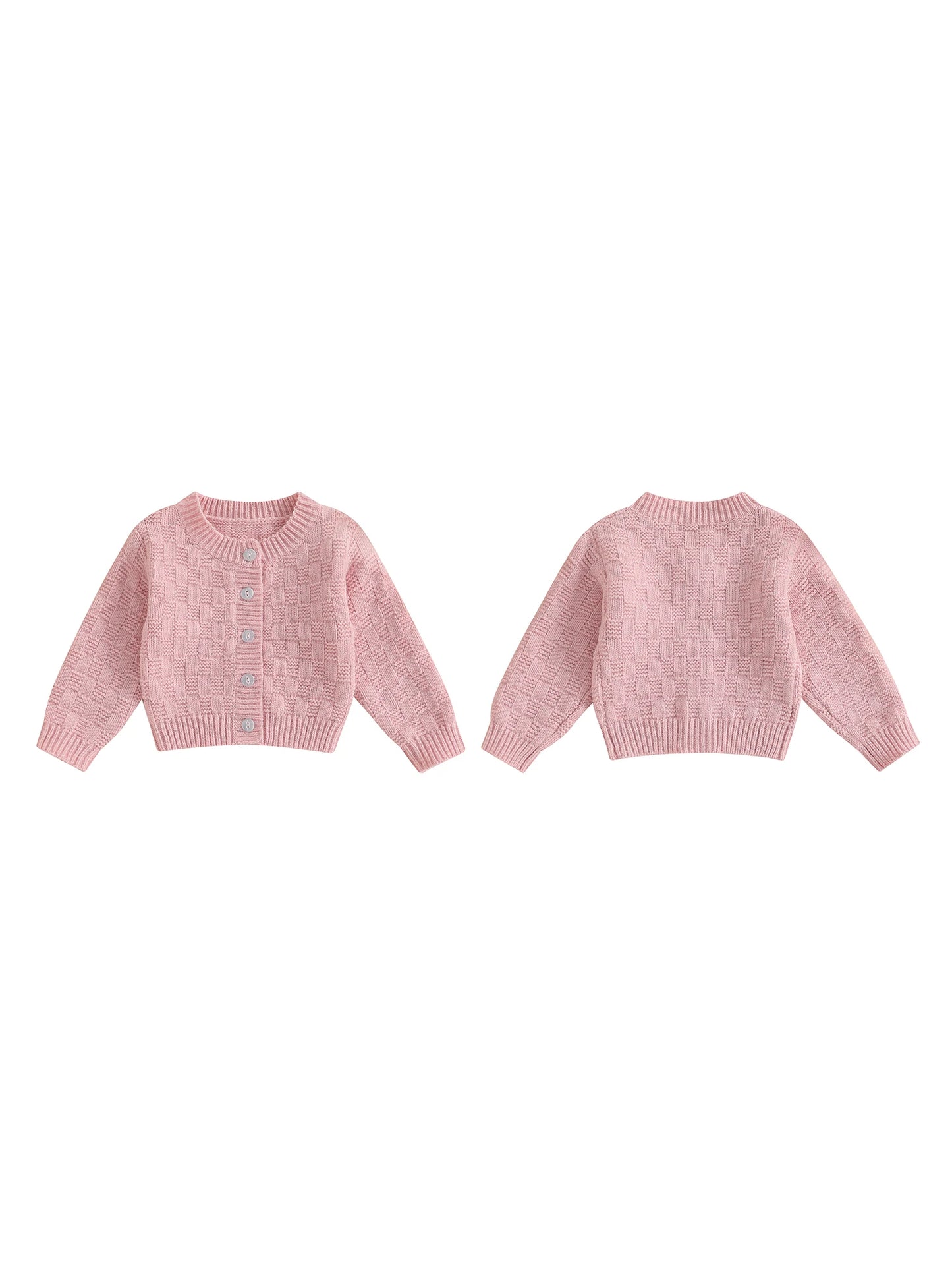 Unisex Kids Cable Knit Long Sleeve Cardigan For Autumn Winter