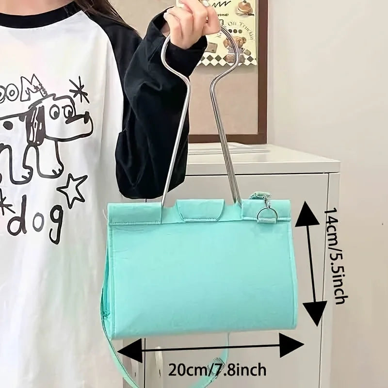 1pc Pink/Black/Green Clip - Shaped Women's Shoulder Bag, Fashionable Clip - Style Handbag for Daily, Travel & Evening, Ideal Gift