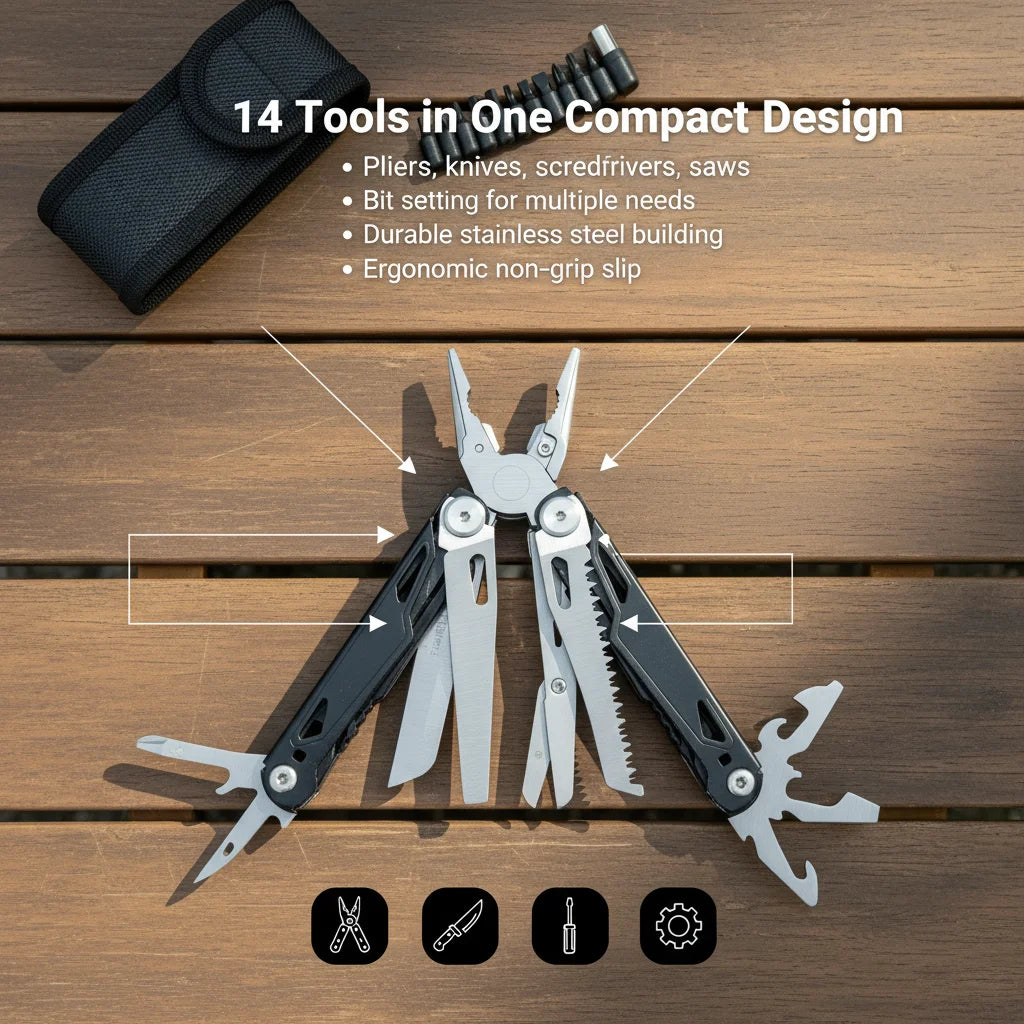 27-In-1 Multitool Pliers Stainless Steel Survival Tool