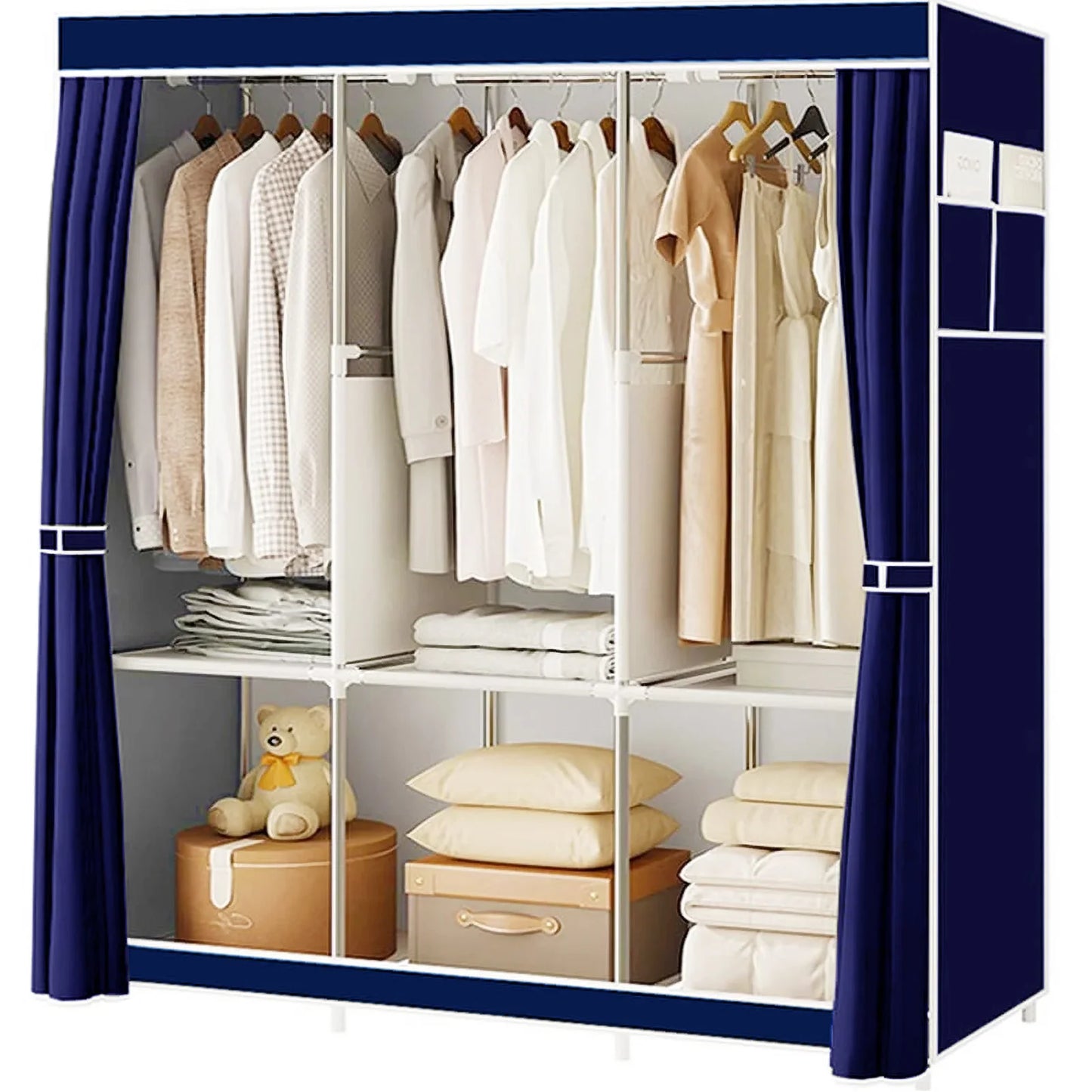 Closet Wardrobe Organizer Storage Rack Portable Clothes Shoe Clothing Shelf Dustproof Non-woven Fabric Quick and Easy to Assembl - Louie's Joint 