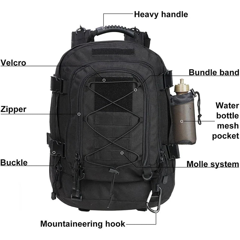 60L Military Tactical Backpack Army Molle Assault Rucksack Outdoor Travel Hiking Rucksacks Camping Hunting mochila hombre - Louie's Joint 