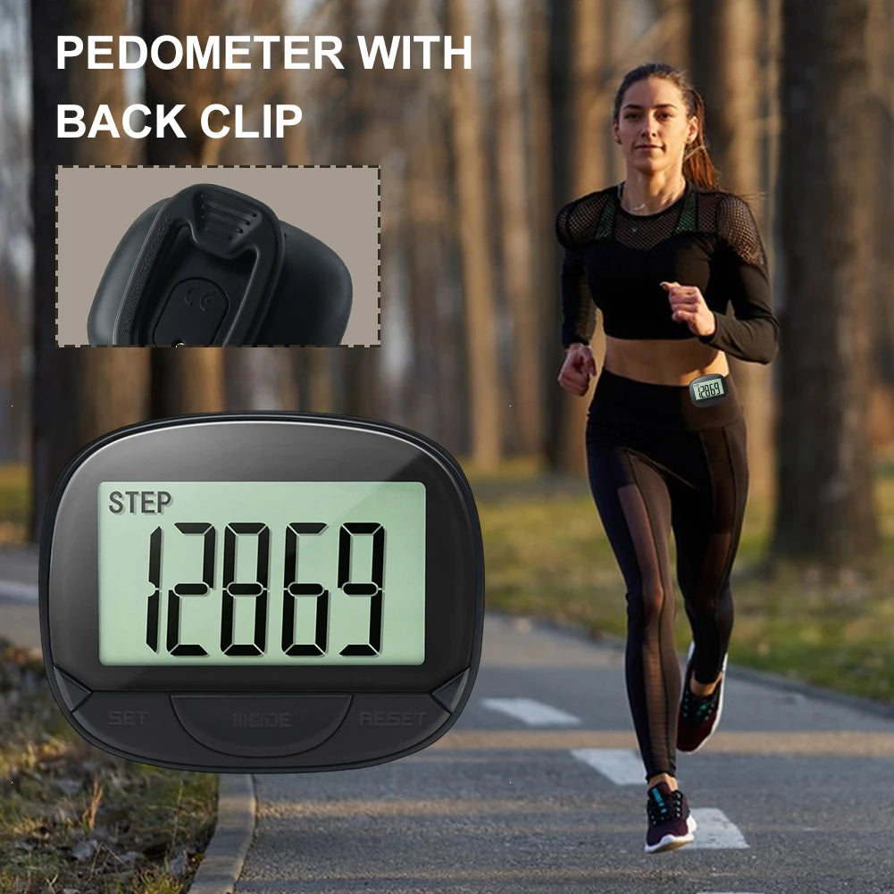 Clip On Electronic Pedometer Digital Step Tracker Large Screen