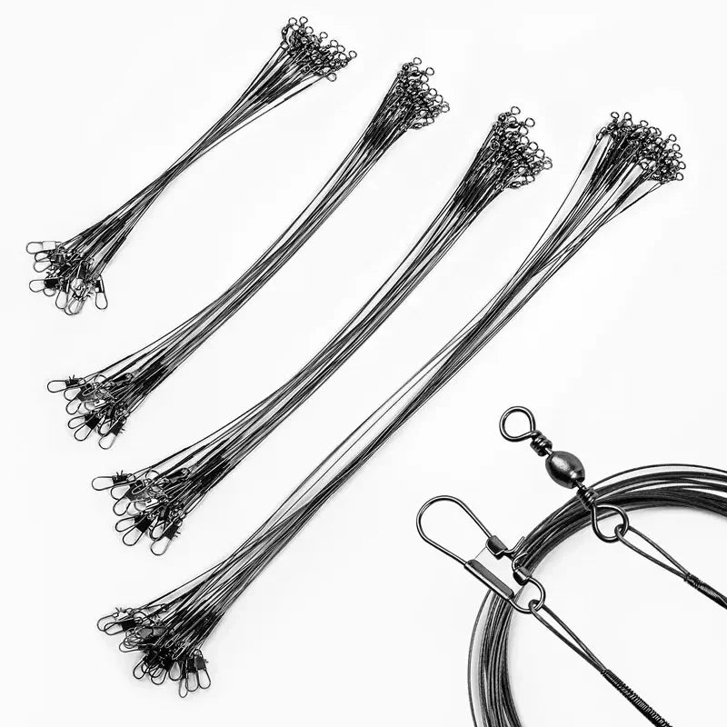 JSFUN 20Pc Anti Bite Steel Wire Leader With Swivel