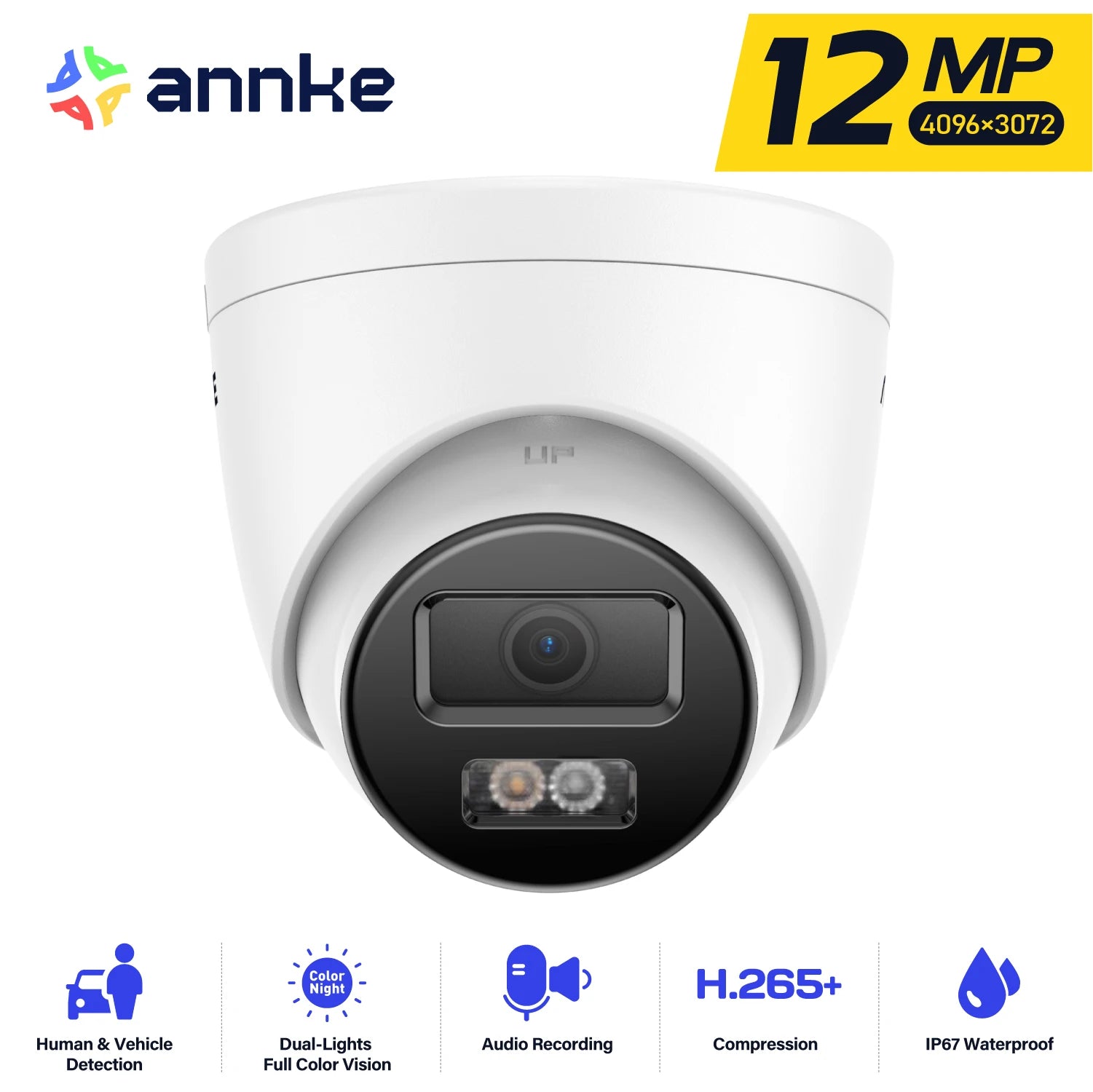 ANNKE 12MP 3K Outdoor Smart Dual Light PoE Security Camera Color IR Night Vision Built-in Microphone IP67 Smart Home H.265+ - Louie's Joint 