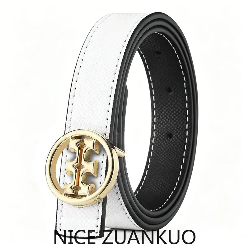 Women's Genuine Leather Slim Waist Belt, High-end Brand Belt, with Letter Fasteners, Suitable for Various Occasions and Fashionable Denim Skirt Dress As A Decorative Belt
