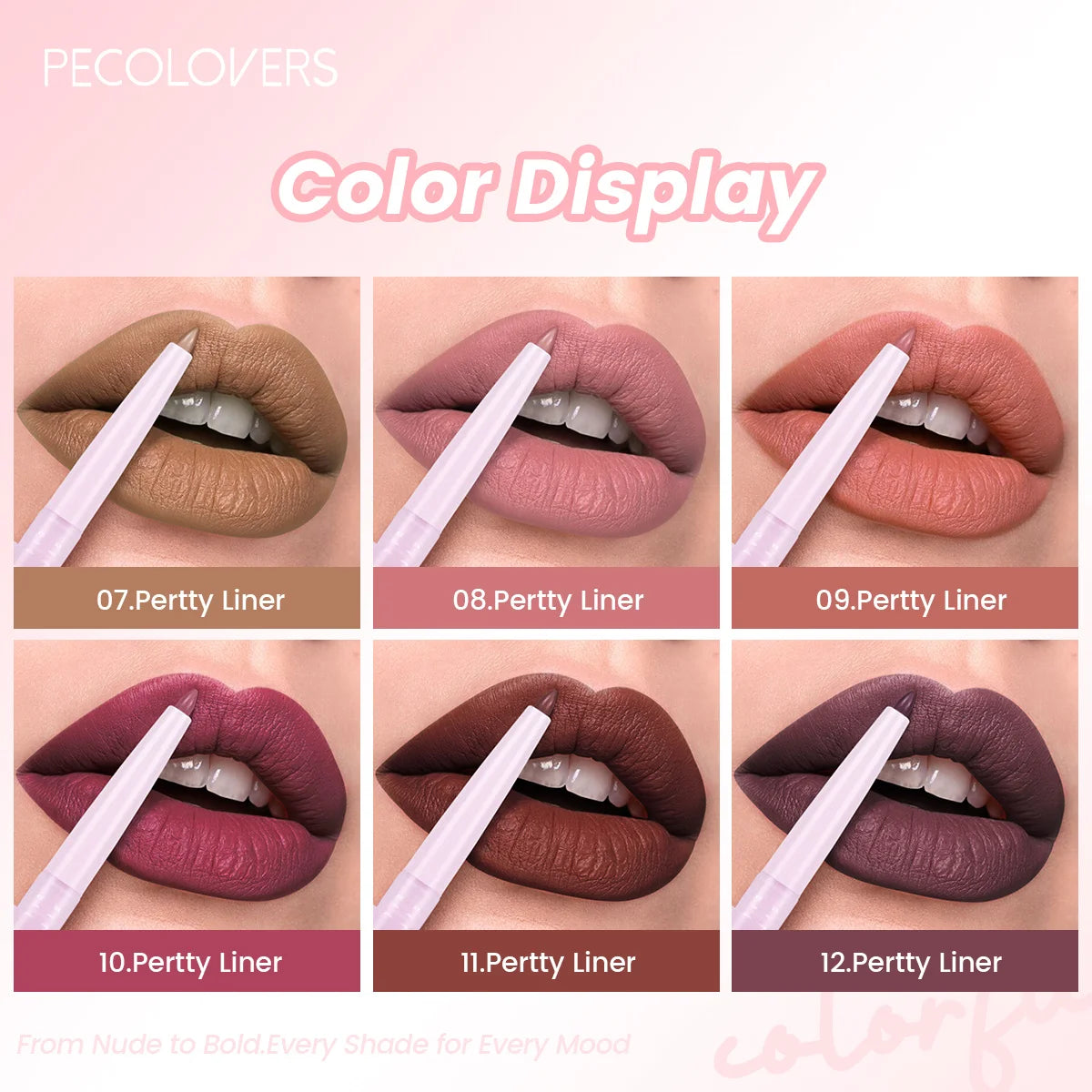 12PCS/SET Matte Lip Liner Set, Creamy Long-Wear Lip Pencil, 12 Rich Buildable Colors, Smooth Application, Ideal for Lipstick Base and Contouring, Travel-Friendly Lip Makeup Essentials