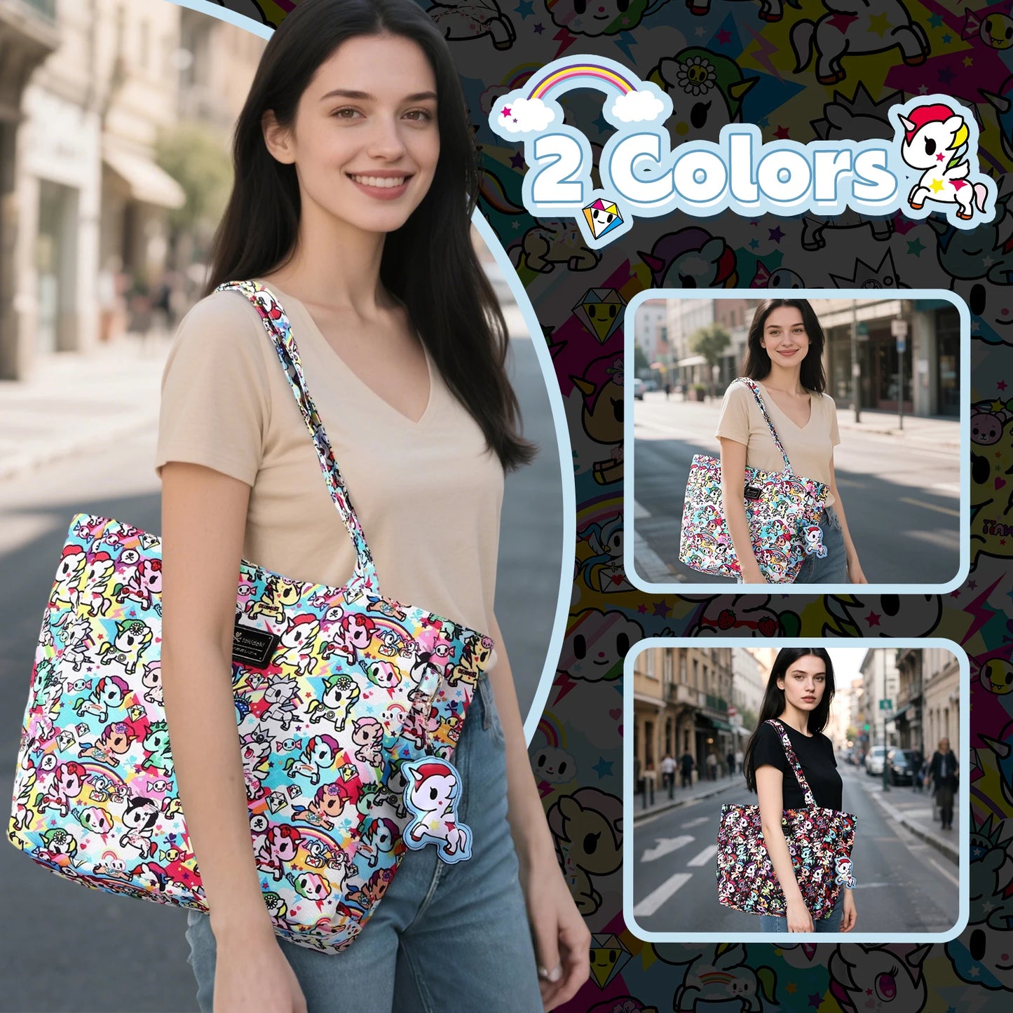 Tokidoki Official Licensed Shoulder Bag For Women With Unicorno Keychain