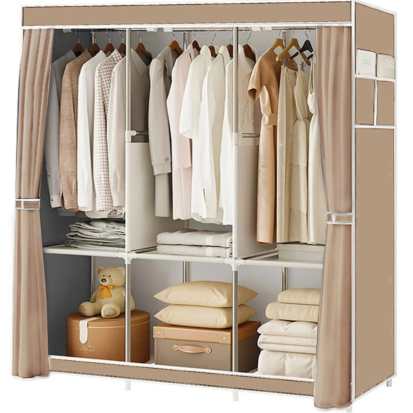 Closet Wardrobe Organizer Storage Rack Portable Clothes Shoe Clothing Shelf Dustproof Non-woven Fabric Quick and Easy to Assembl - Louie's Joint 
